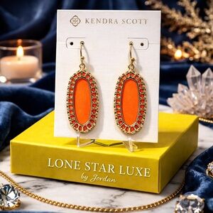 Kendra Scott Delilah Earrings Orange Coral Gold | Vintage Retired HTF Statement